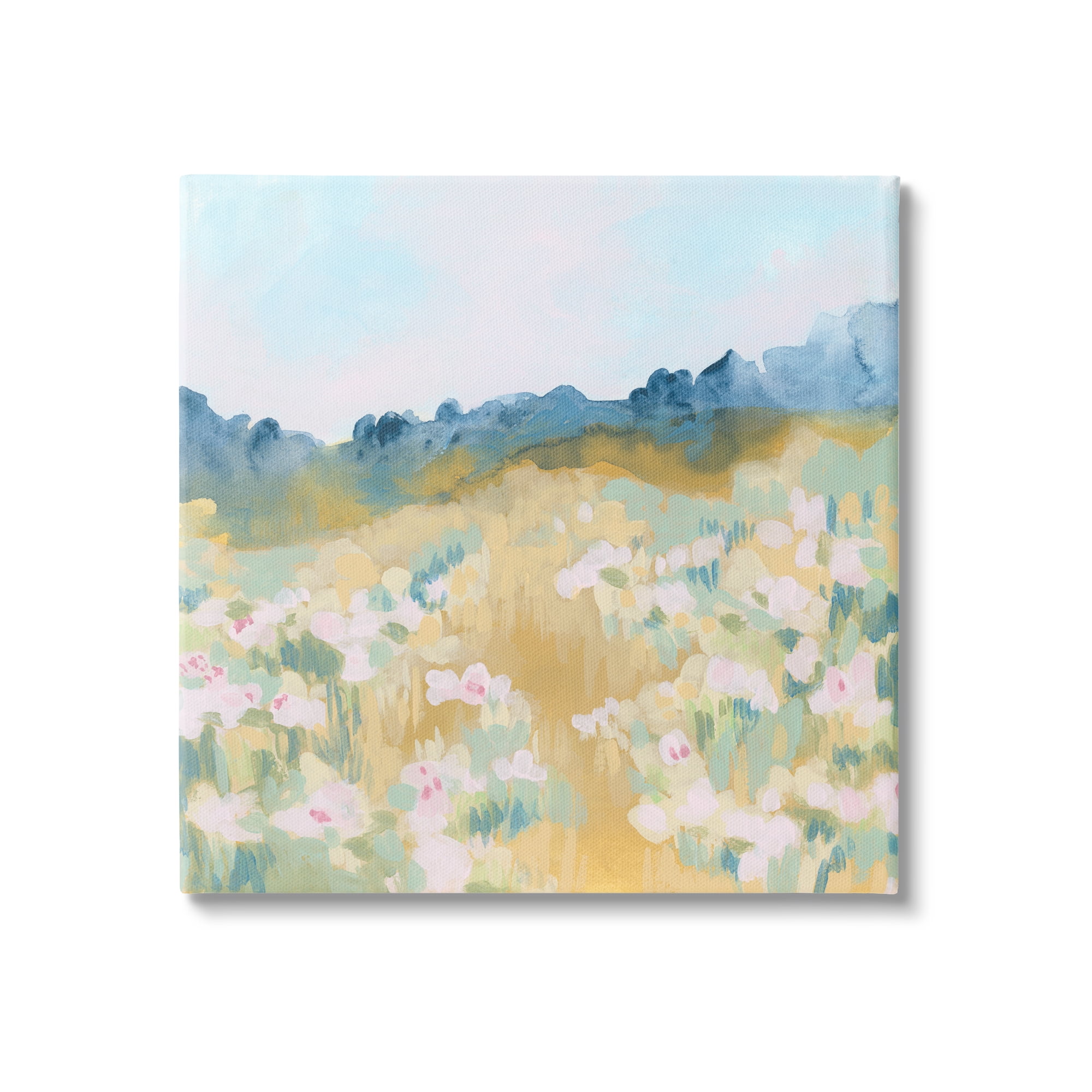 Stupell Industries Modern Pink Flower Meadow Nature Painting Gallery Wrapped Canvas Print Wall Art, 30 x 30