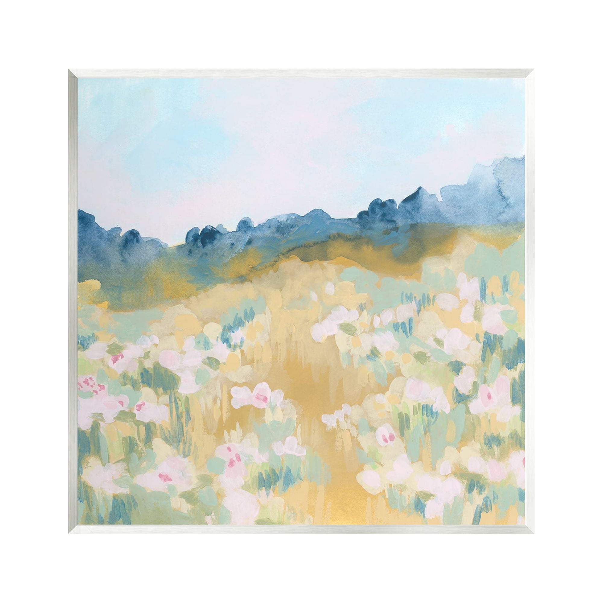 Stupell Industries Modern Pink Flower Meadow Nature Painting Unframed Art Print Wall Art, 12 x 12