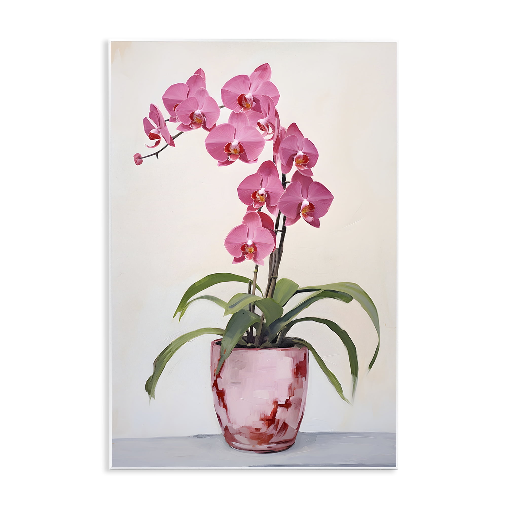 Modern Pink Orchid Botanical Art Print on MDF Wood, 10 x 15