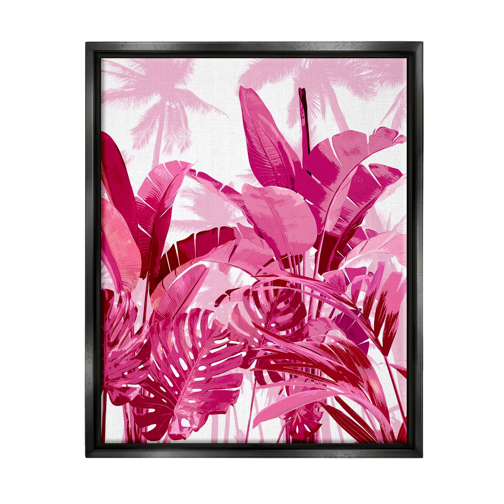 Stupell Industries Modern Pink Palms Botanical & Floral Painting Black Floater Framed Canvas Art Print Wall Art, 25 x 31