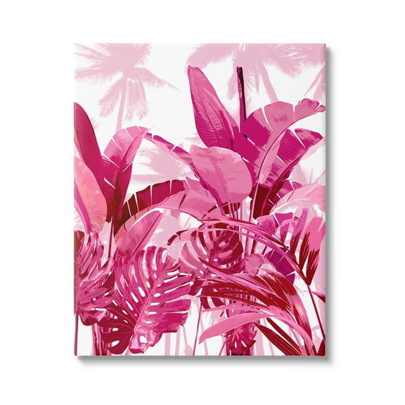Stupell Industries Modern Pink Palms Botanical & Floral Painting Gallery Wrapped Canvas Art Print Wall Art, 16 x 20