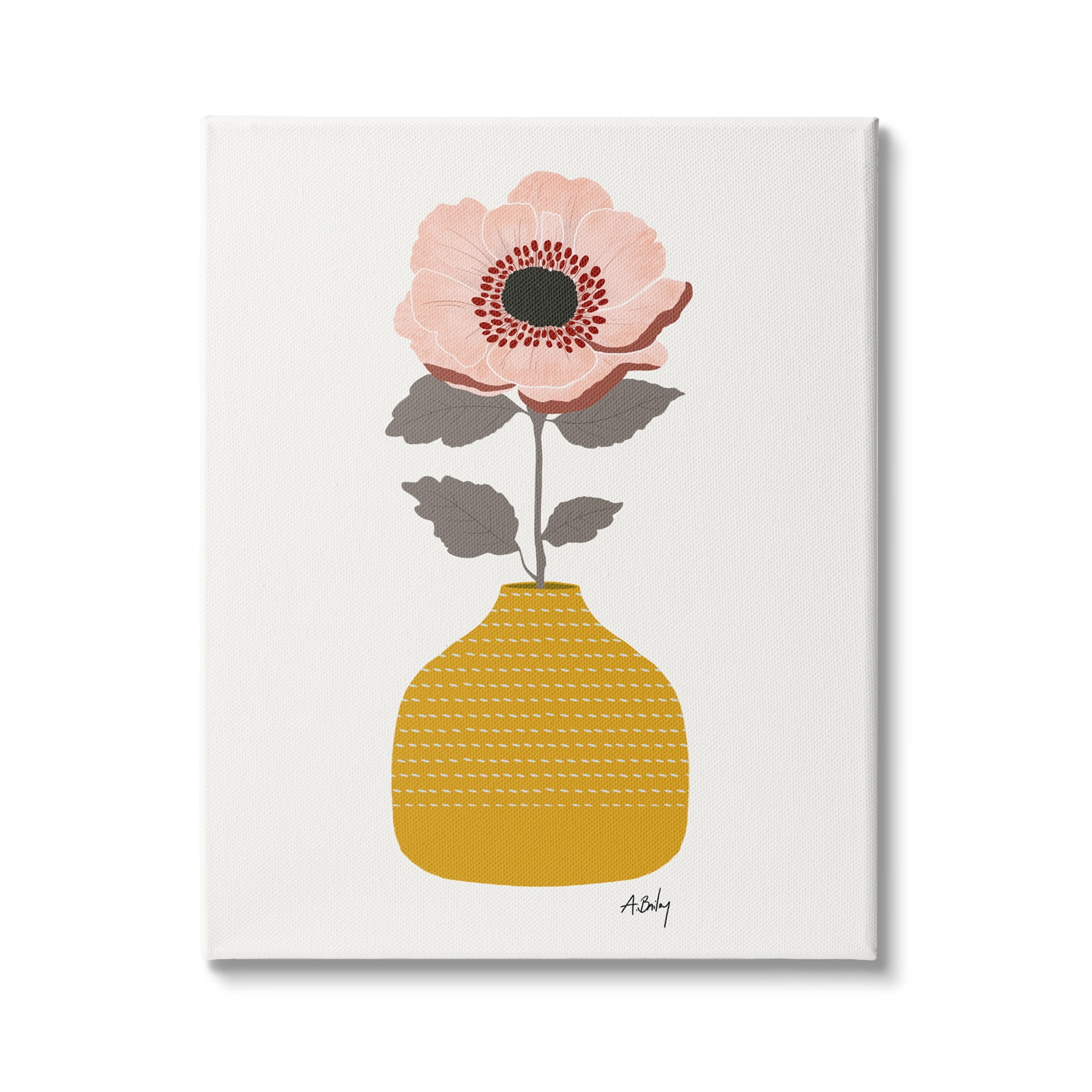 Stupell Industries Modern Pink Poppy Patterned Pottery Minimal Still Life, 30 x 40,Design by Anne Bailey Art