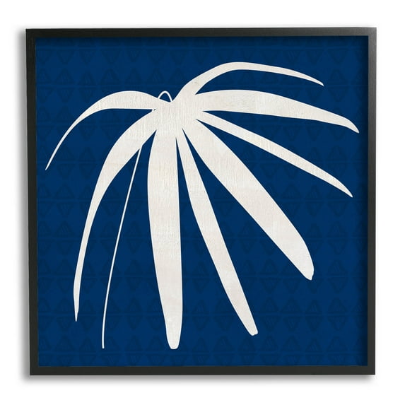 Stupell Industries Modern Plant Leaf Blue Palm Graphic Art Black Framed Art Print Wall Art, Design by Susan Jill