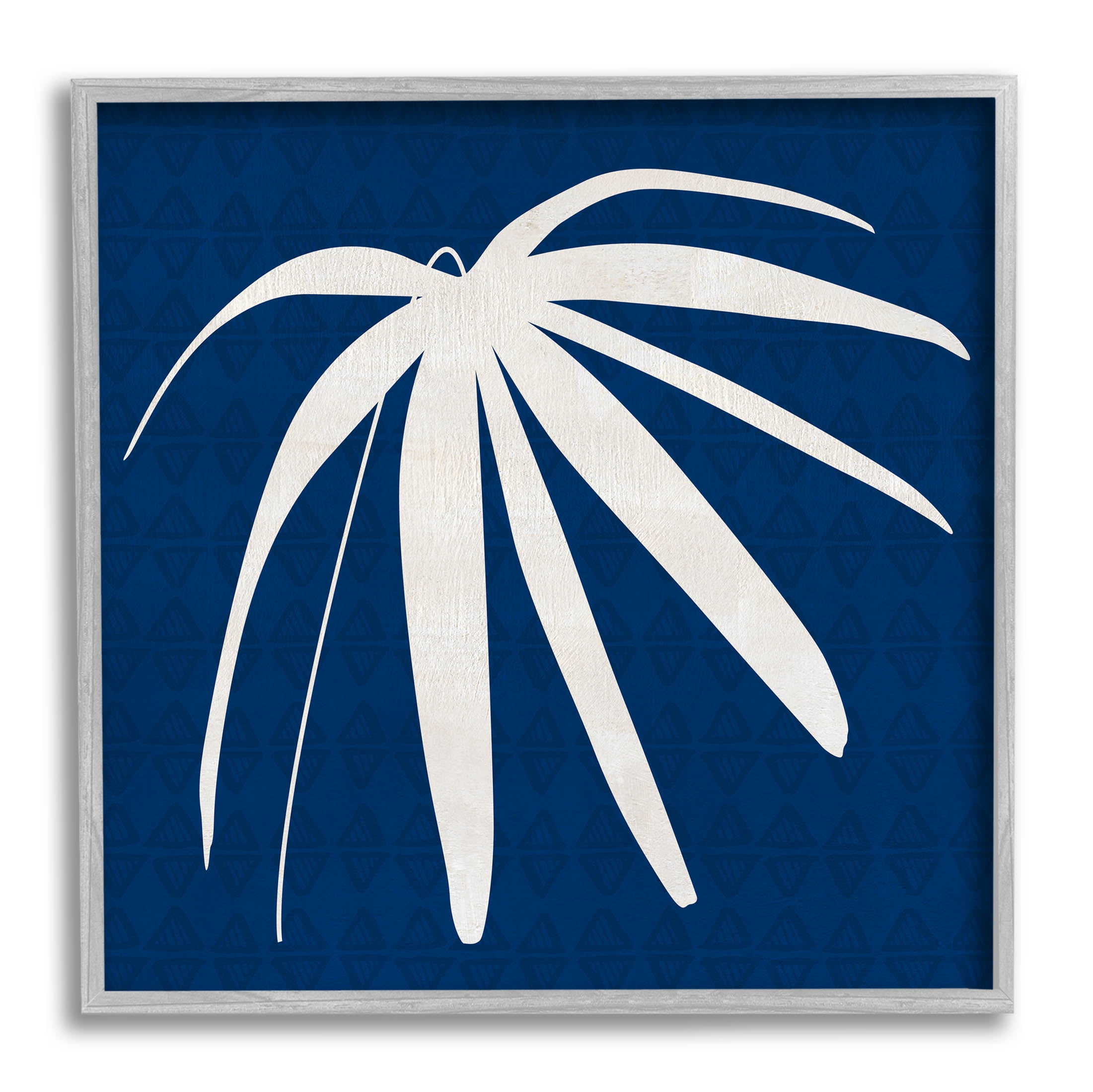 Stupell Industries Modern Plant Leaf Blue Palm Graphic Art Gray Framed Art Print Wall Art, Design by Susan Jill