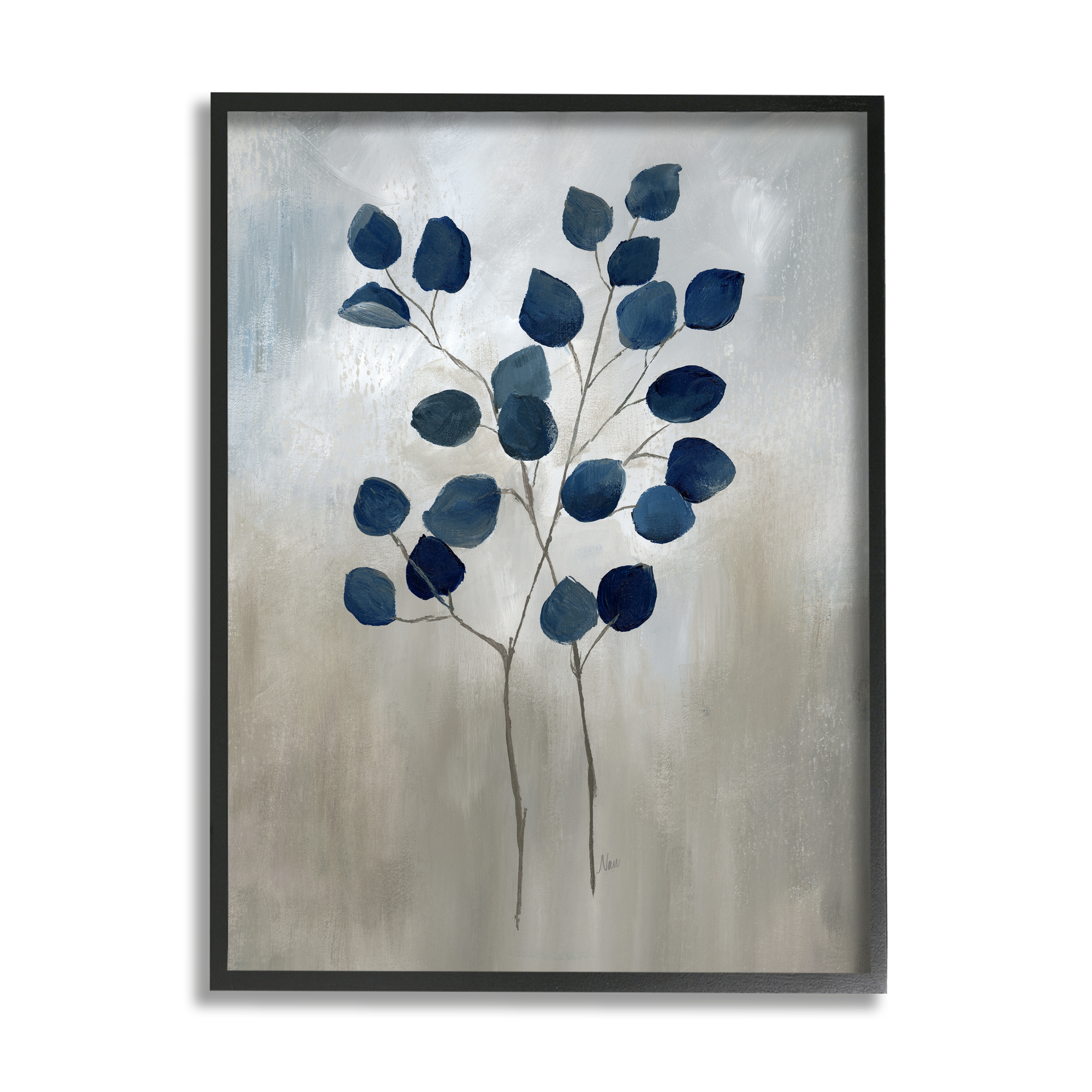 Stupell Industries Modern Plant Sprouts Botanical & Floral Painting Black Framed Art Print Wall Art, 11 x 14