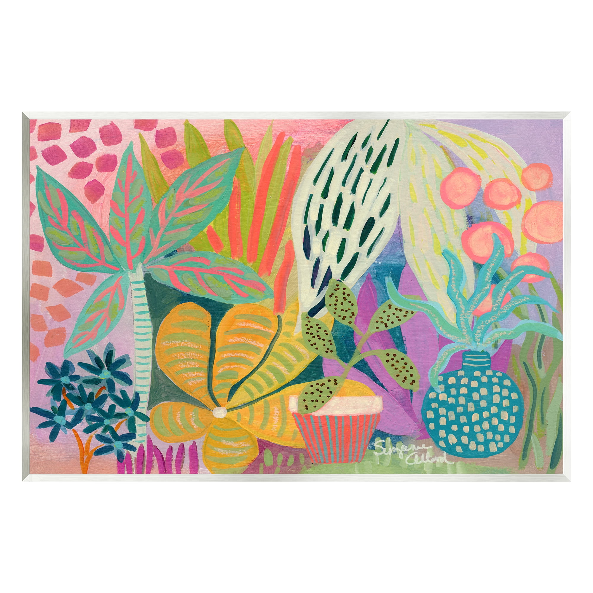 Stupell Industries Modern Plants Abstract Shapes Botanical & Floral Painting Unframed Art Print Wall Art