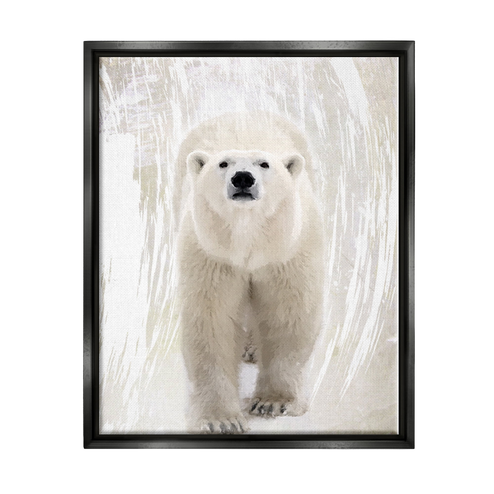 Stupell Industries Modern Polar Bear Portrait Animals & Insects Painting Black Floater Framed Art Print Wall Art, 25 x 31