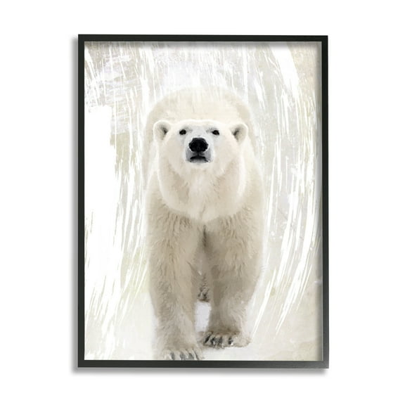 Stupell Industries Modern Polar Bear Portrait Animals & Insects Painting Black Framed Art Print Wall Art, 11 x 14