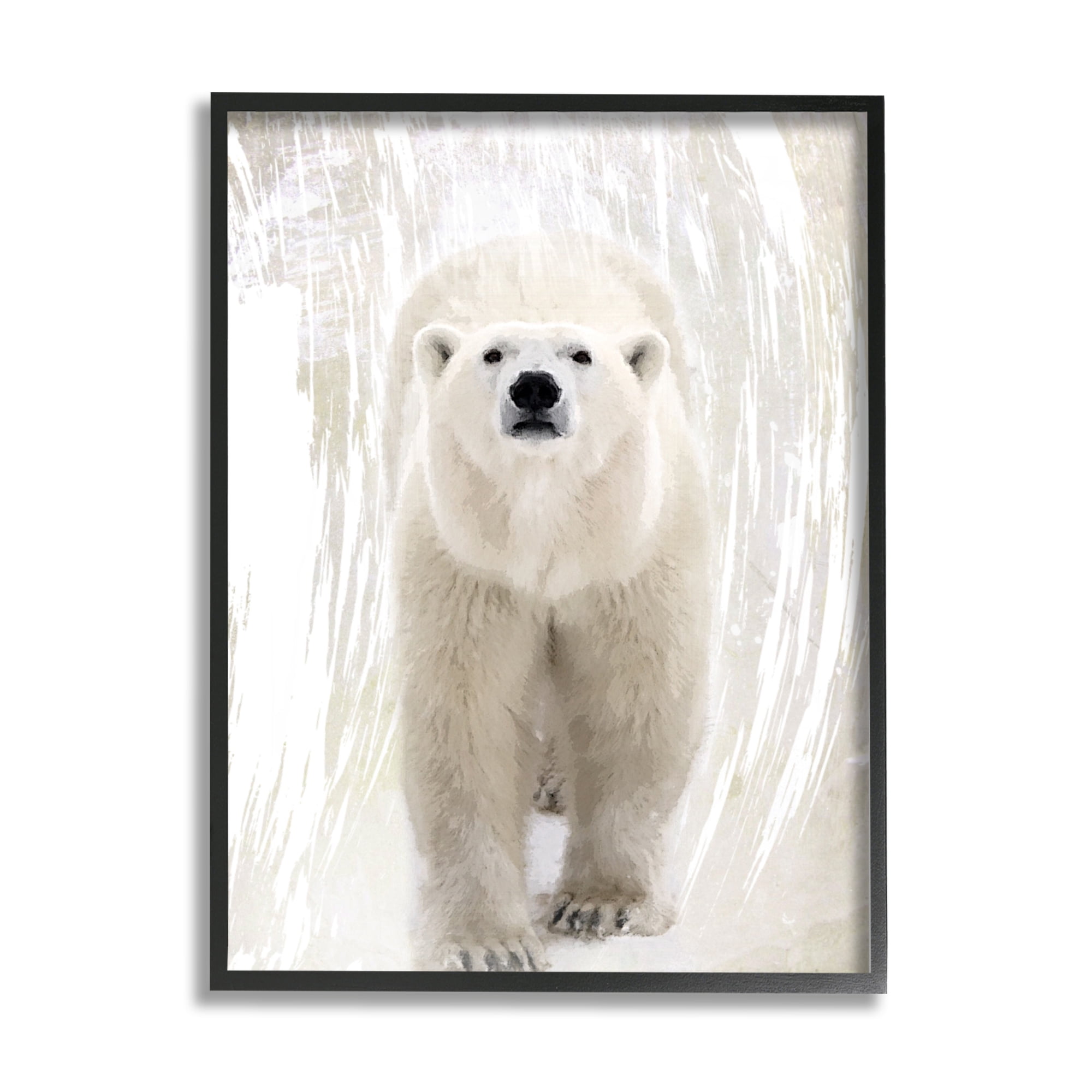 Stupell Industries Modern Polar Bear Portrait Animals & Insects Painting Black Framed Art Print Wall Art, 24 x 30