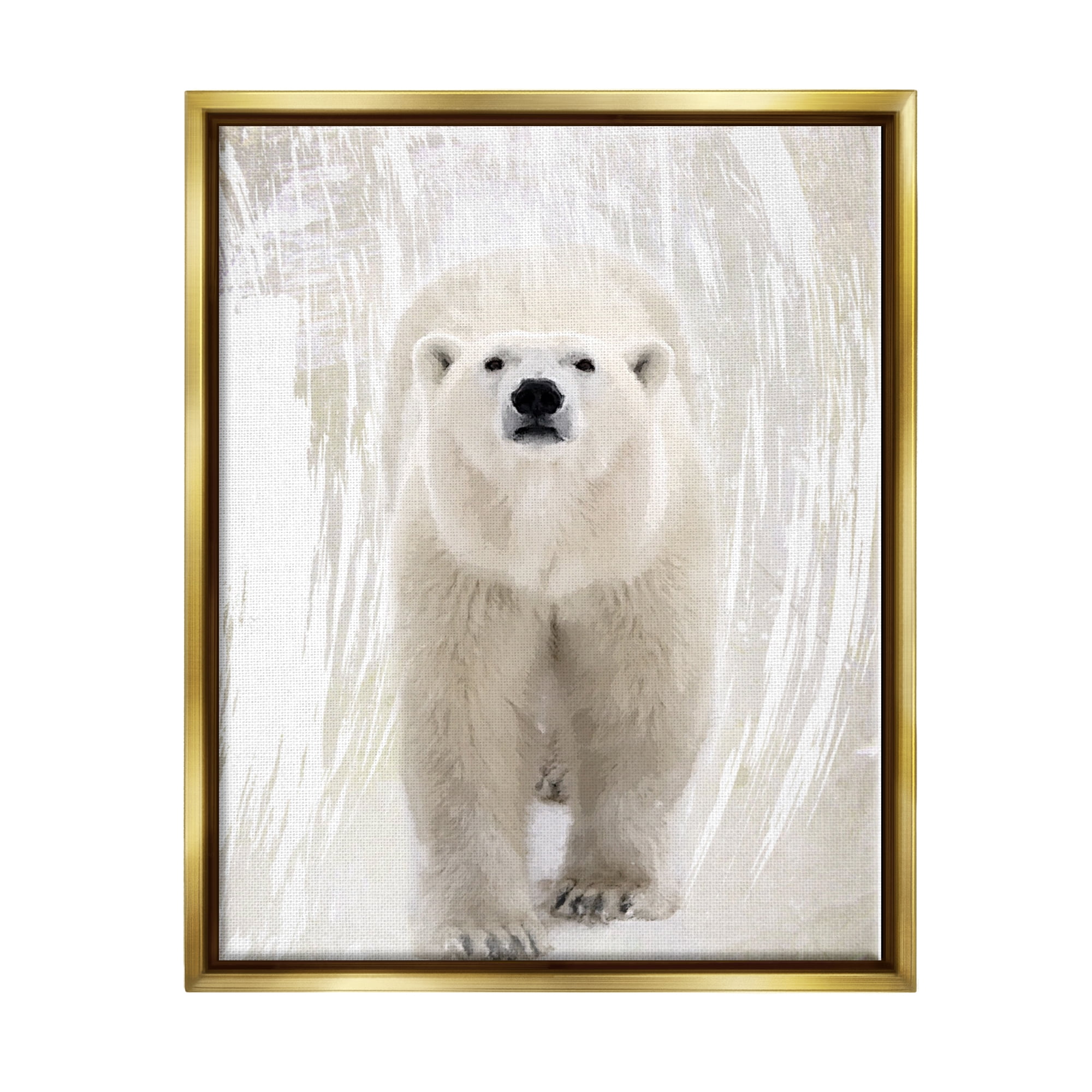Stupell Industries Modern Polar Bear Portrait Animals & Insects Painting Gold Floater Framed Art Print Wall Art, 17 x 21