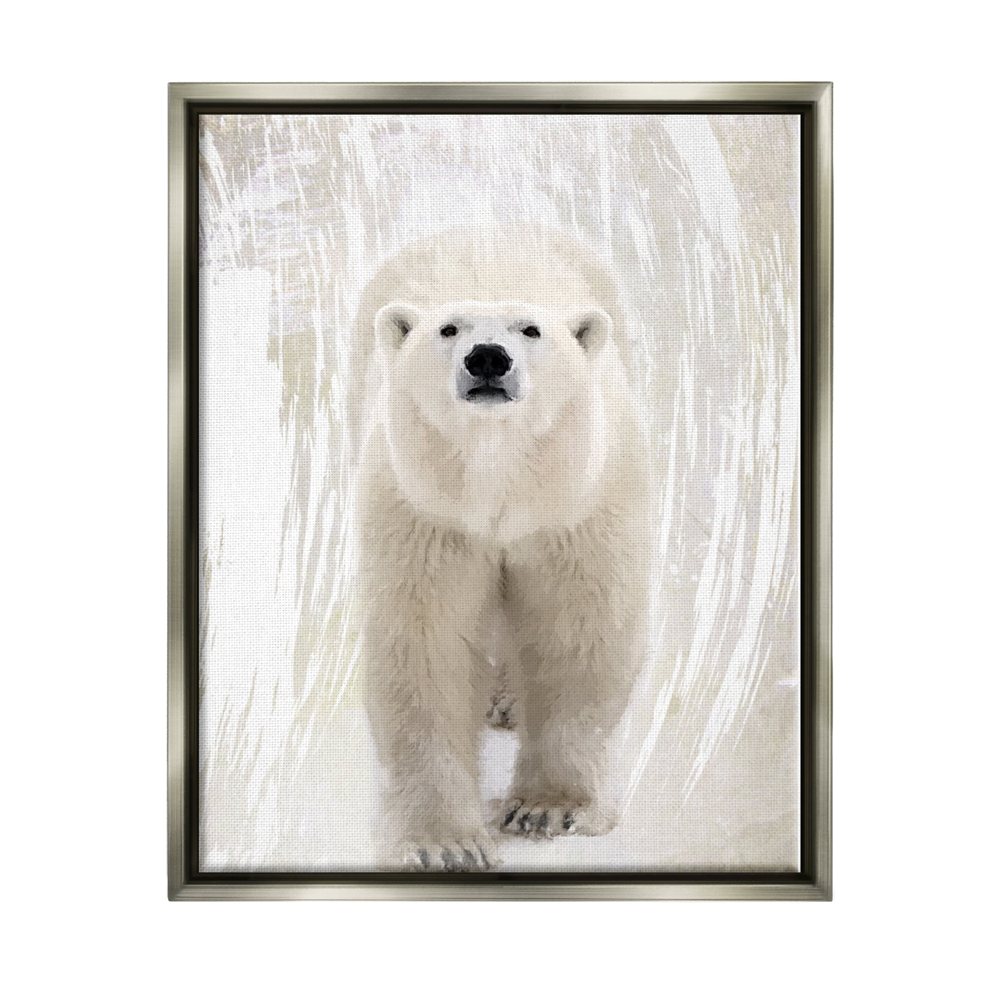 Stupell Industries Modern Polar Bear Portrait Animals & Insects Painting Gray Floater Framed Art Print Wall Art, 17 x 21