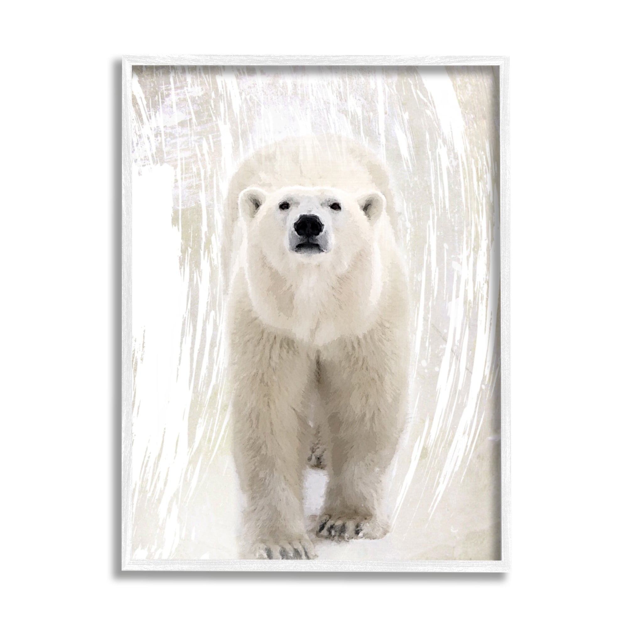 Stupell Industries Modern Polar Bear Portrait Animals & Insects Painting White Framed Art Print Wall Art, 16 x 20