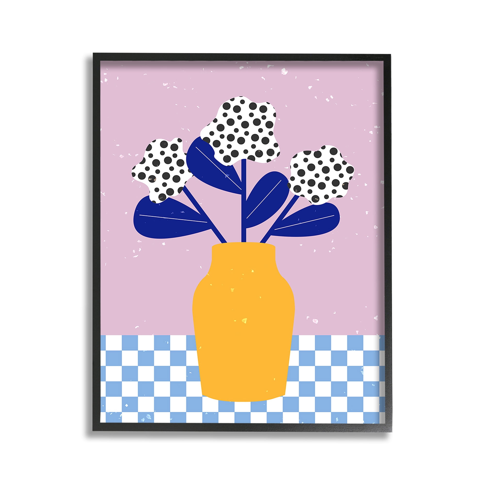 Stupell Industries Modern Polka Dot Plants Botanical & Floral Painting Black Framed Art Print Wall Art, 11 x 14