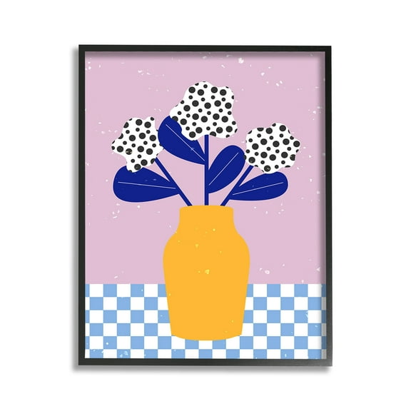 Stupell Industries Modern Polka Dot Plants Botanical & Floral Painting Black Framed Art Print Wall Art, 11 x 14