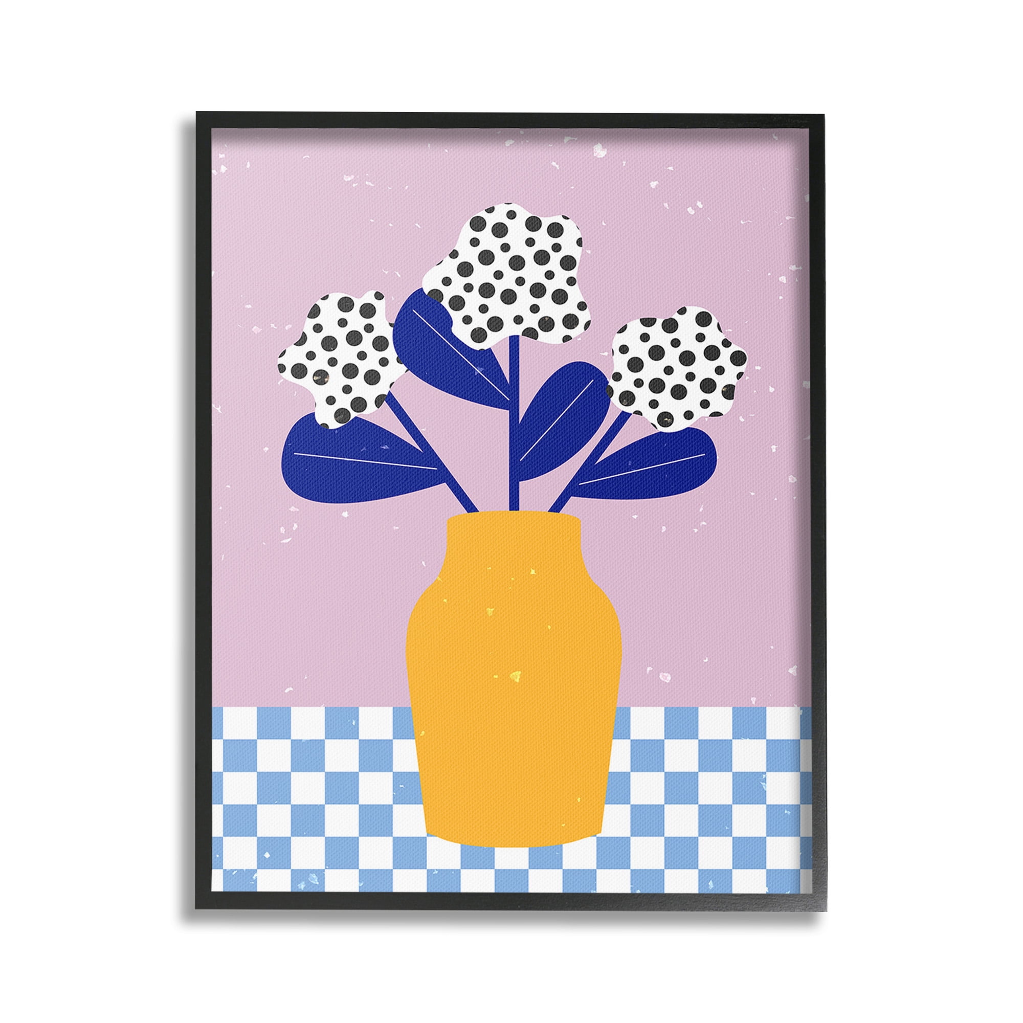 Stupell Industries Modern Polka Dot Plants Botanical & Floral Painting Black Framed Art Print Wall Art, 16 x 20