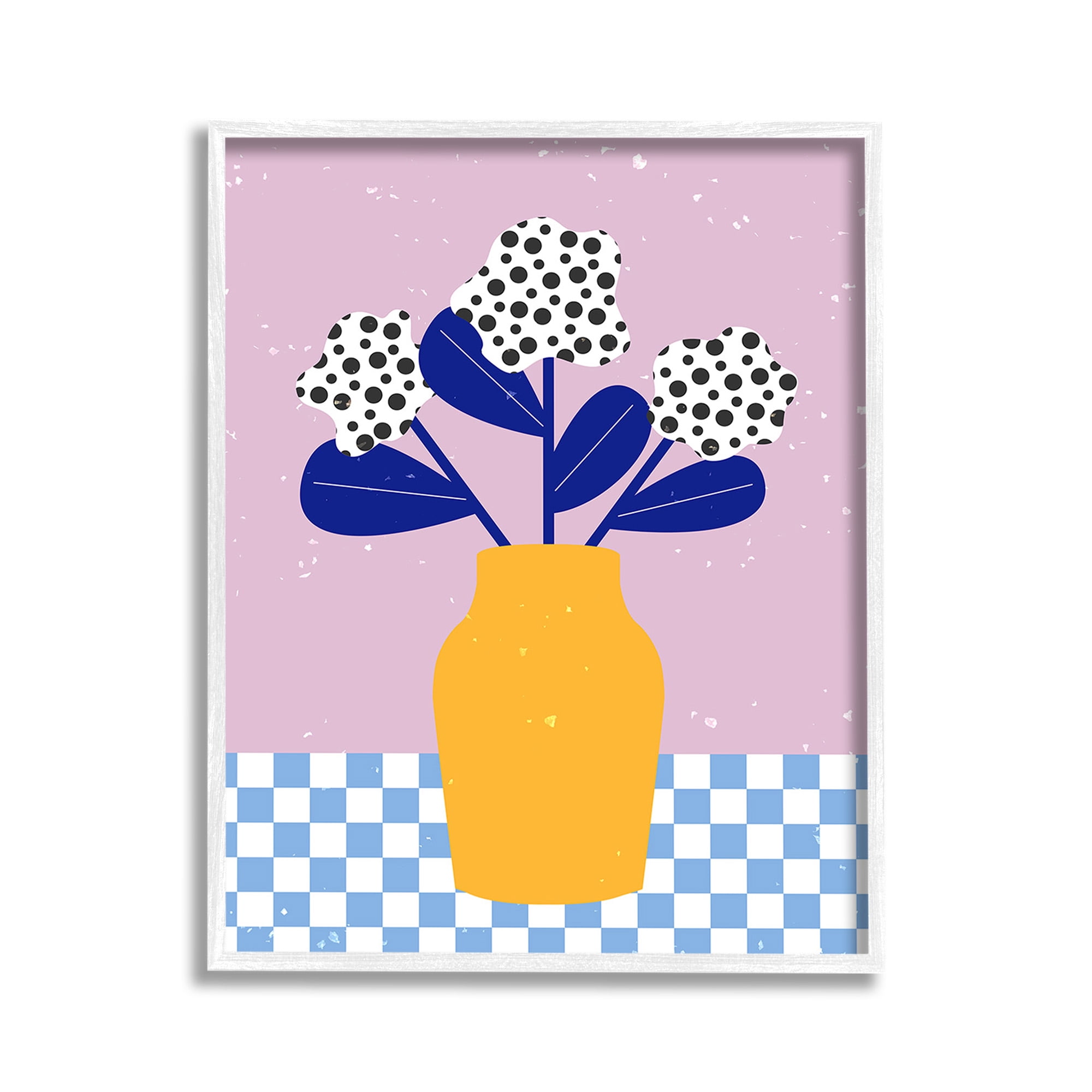 Stupell Industries Modern Polka Dot Plants Botanical & Floral Painting White Framed Art Print Wall Art, 11 x 14