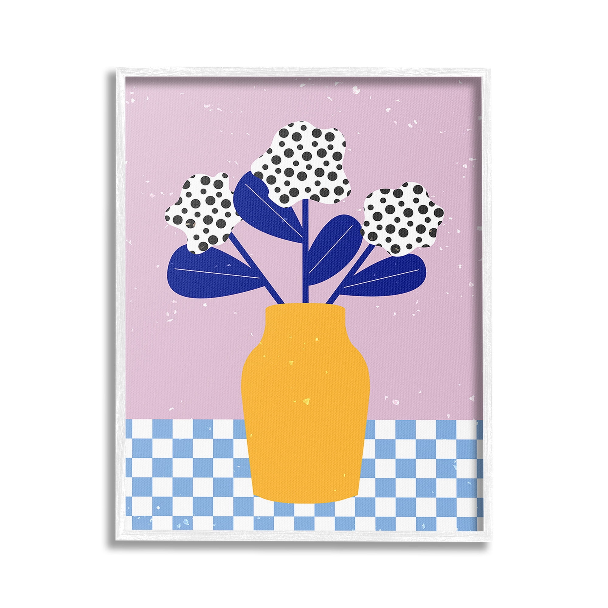 Stupell Industries Modern Polka Dot Plants Botanical & Floral Painting White Framed Art Print Wall Art, 24 x 30