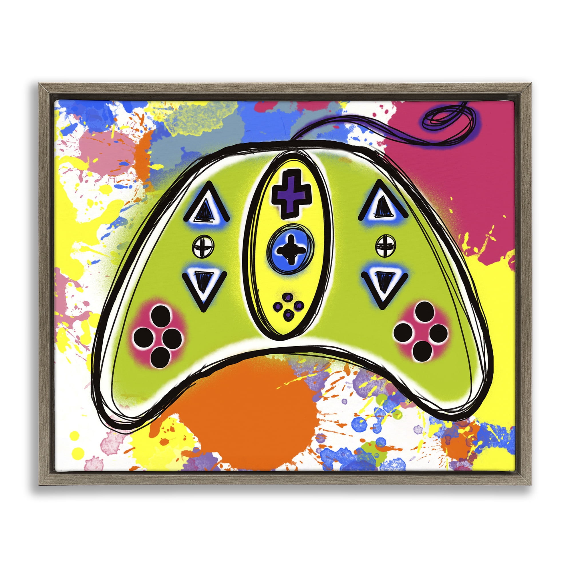 Stupell Industries Modern Pop Controller Novelty Painting Brown Floater Framed Art Print Wall Art, 31 x 25