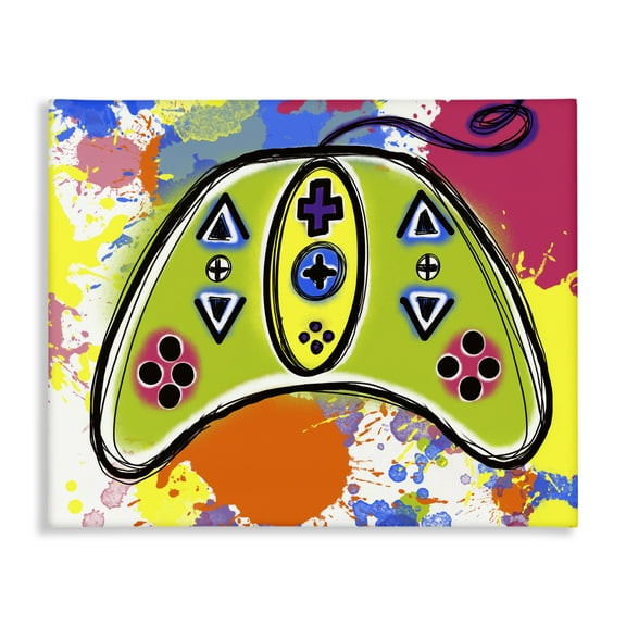 Stupell Industries Modern Pop Controller Novelty Painting Gallery Wrapped Canvas Art Print Wall Art, 20 x 16