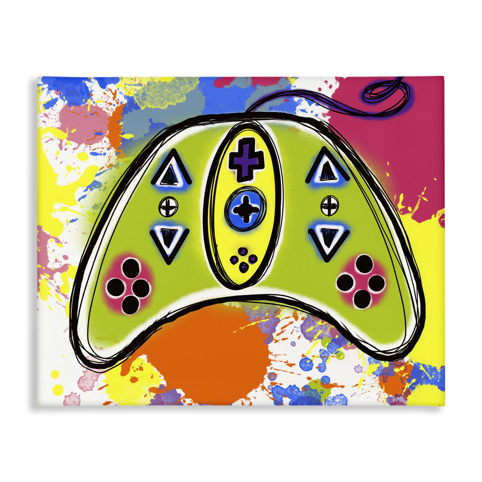 Stupell Industries Modern Pop Controller Novelty Painting Gallery Wrapped Canvas Art Print Wall Art, 40 x 30