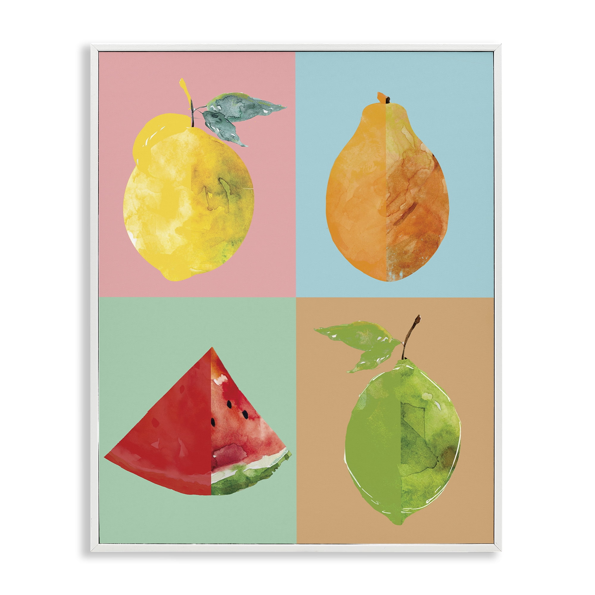 Stupell Industries Modern Pop Fruits Abstract Food & Beverage Painting White Framed Art Print Wall Art, 16 x 20