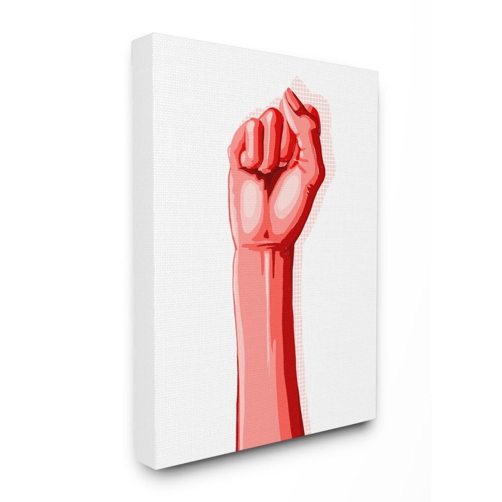Stupell Industries Modern Pop Raised Fist Patterned Shadow Red White Canvas Wall Art Design by Grace Pop, 36" x 48"