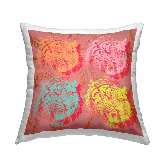 Stupell Industries Modern Pop Tigers Decorative Printed Throw Pillow Design by Lil' Rue