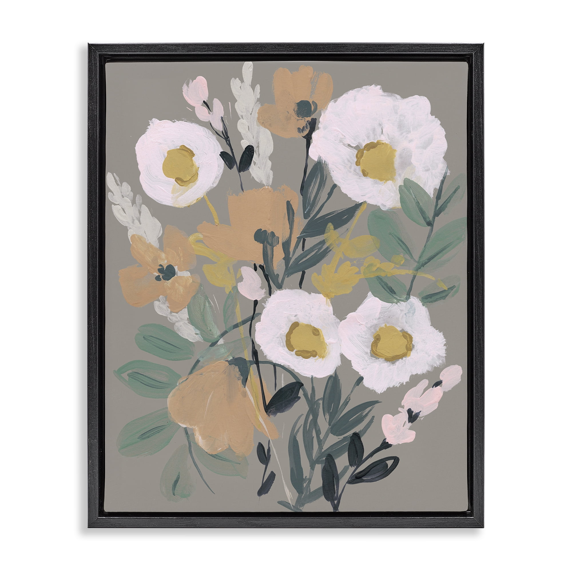 Stupell Industries Modern Poppies Collage Botanical & Floral Painting Black Floater Framed Art Print Wall Art, 17 x 21