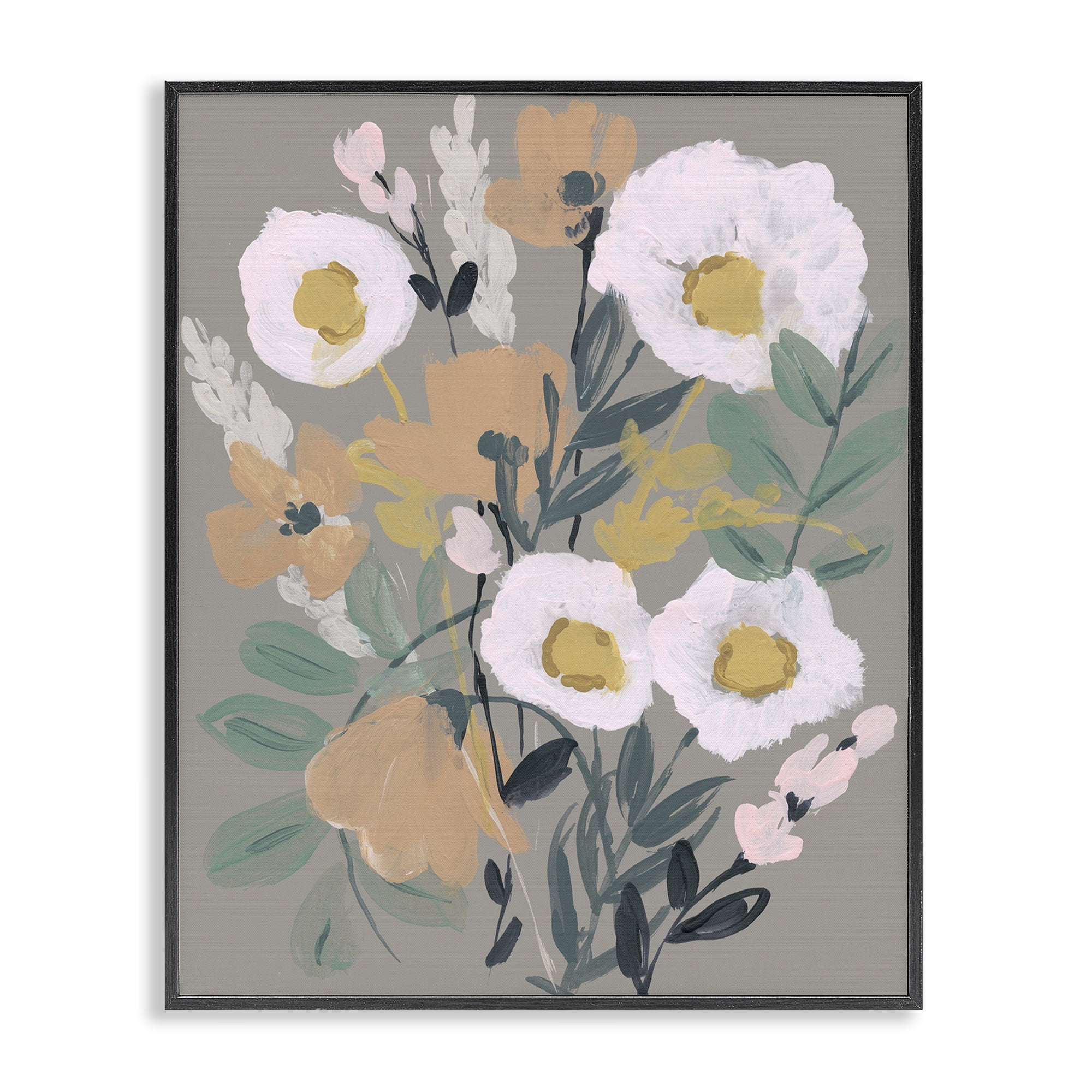 Stupell Industries Modern Poppies Collage Botanical & Floral Painting Black Framed Art Print Wall Art, 16 x 20