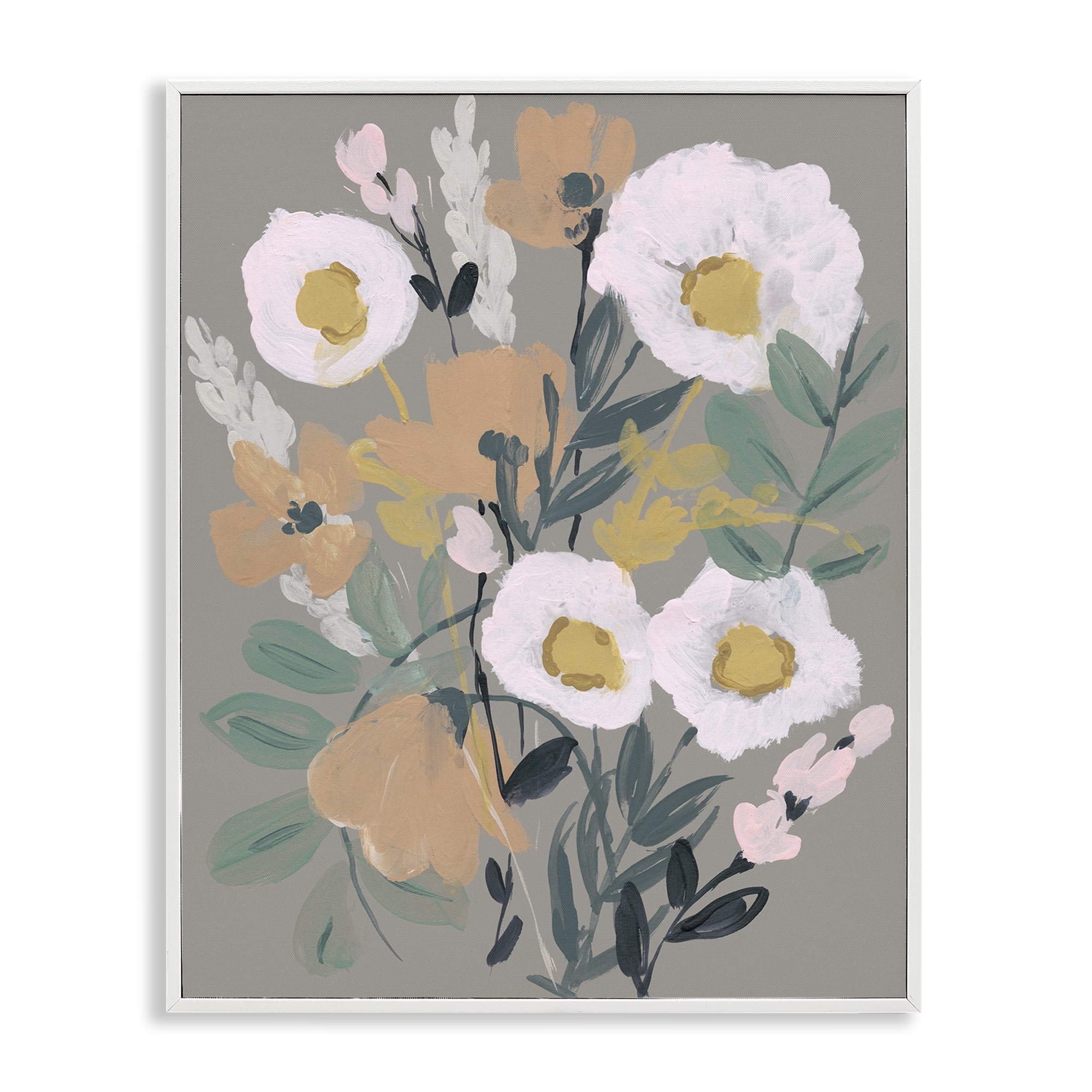 Stupell Industries Modern Poppies Collage Botanical & Floral Painting White Framed Art Print Wall Art, 11 x 14