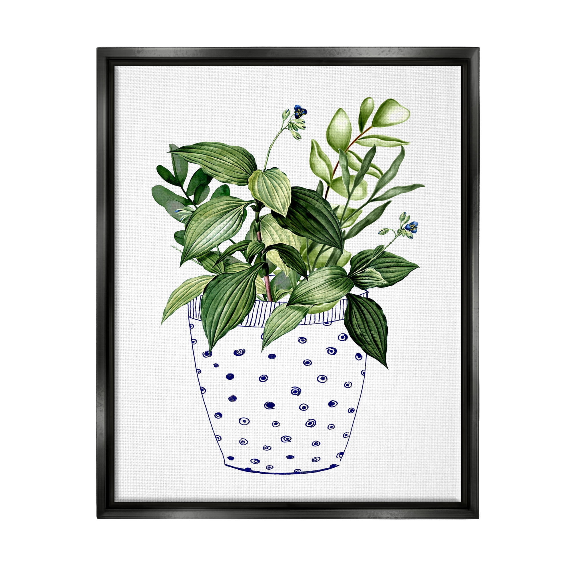 Stupell Industries Modern Potted Plant Botanical & Floral Painting Black Floater Framed Art Print Wall Art, 17 x 21