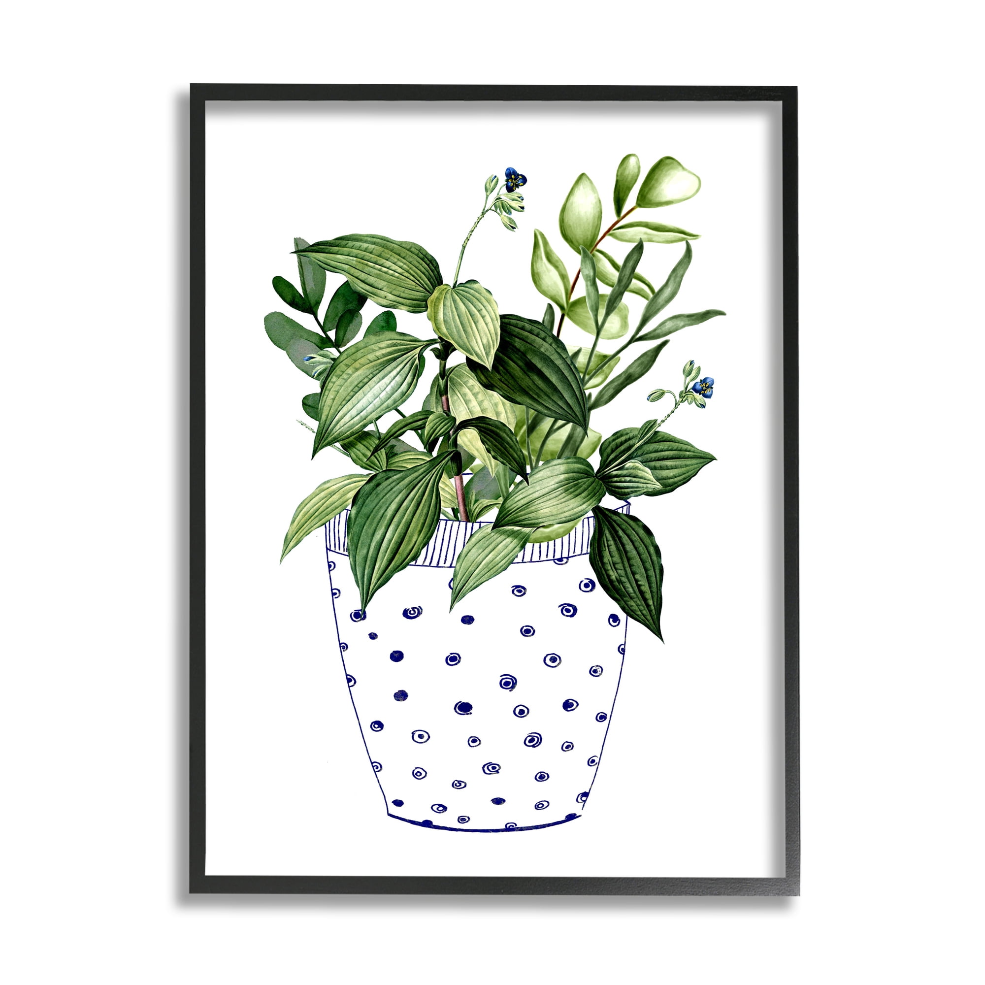 Stupell Industries Modern Potted Plant Botanical & Floral Painting Black Framed Art Print Wall Art, 24 x 30