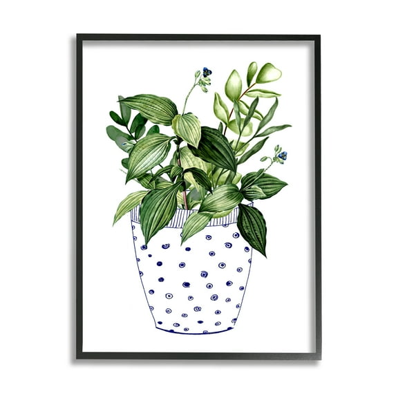 Stupell Industries Modern Potted Plant Botanical & Floral Painting Black Framed Art Print Wall Art, 24 x 30