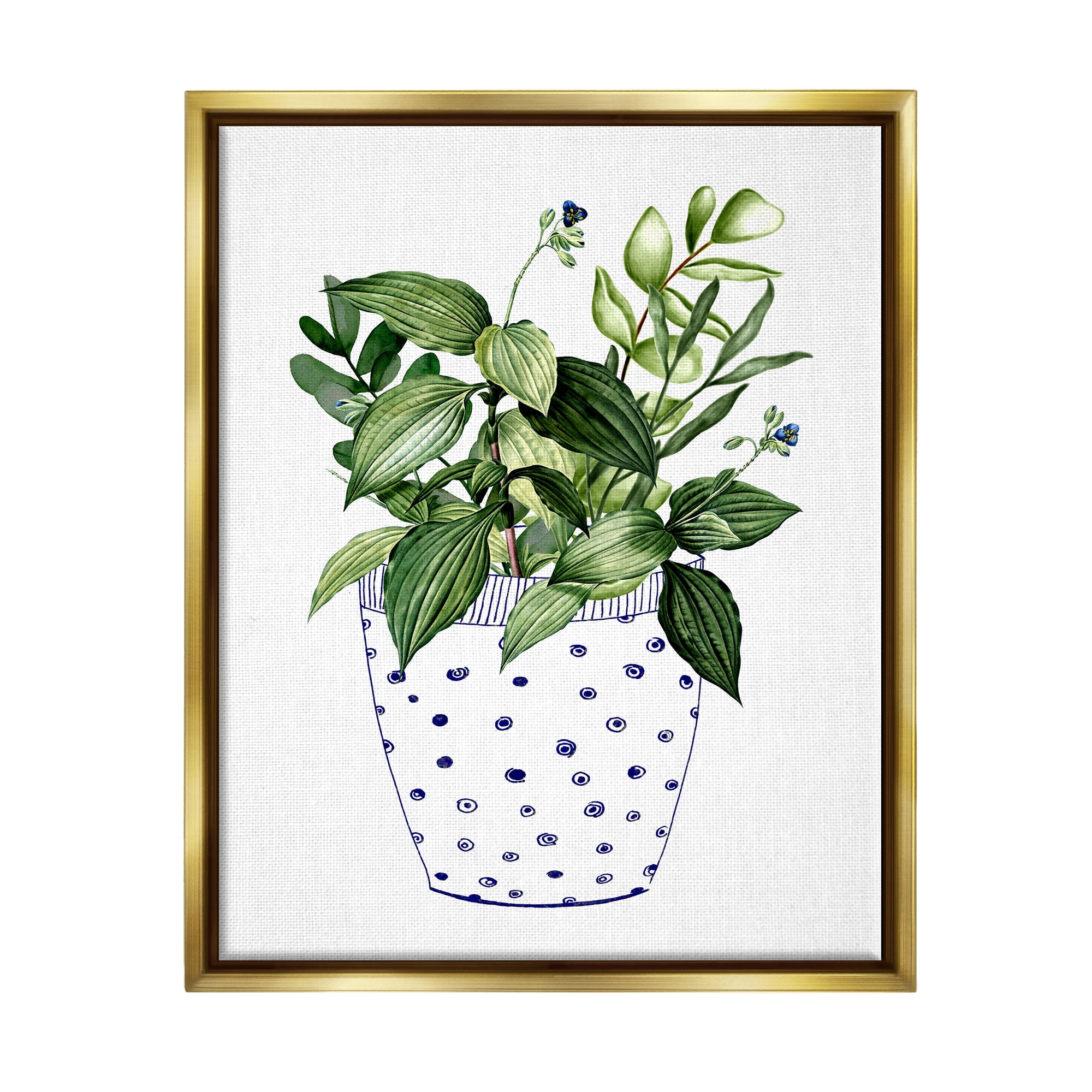 Stupell Industries Modern Potted Plant Botanical & Floral Painting Gold Floater Framed Art Print Wall Art, 25 x 31