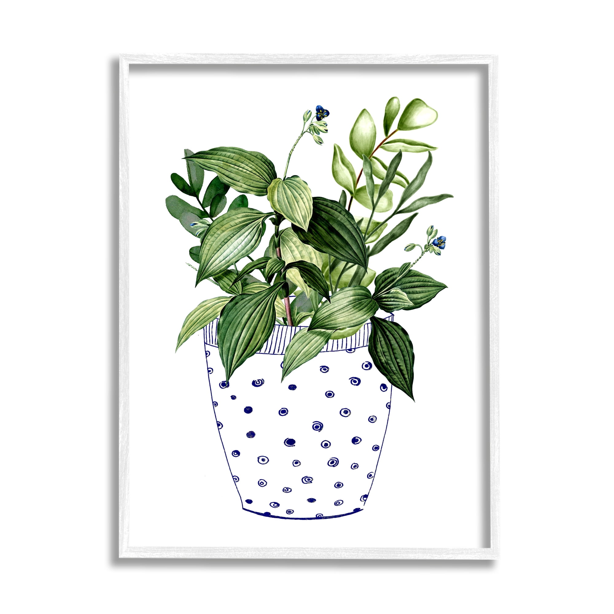 Stupell Industries Modern Potted Plant Botanical & Floral Painting White Framed Art Print Wall Art, 16 x 20