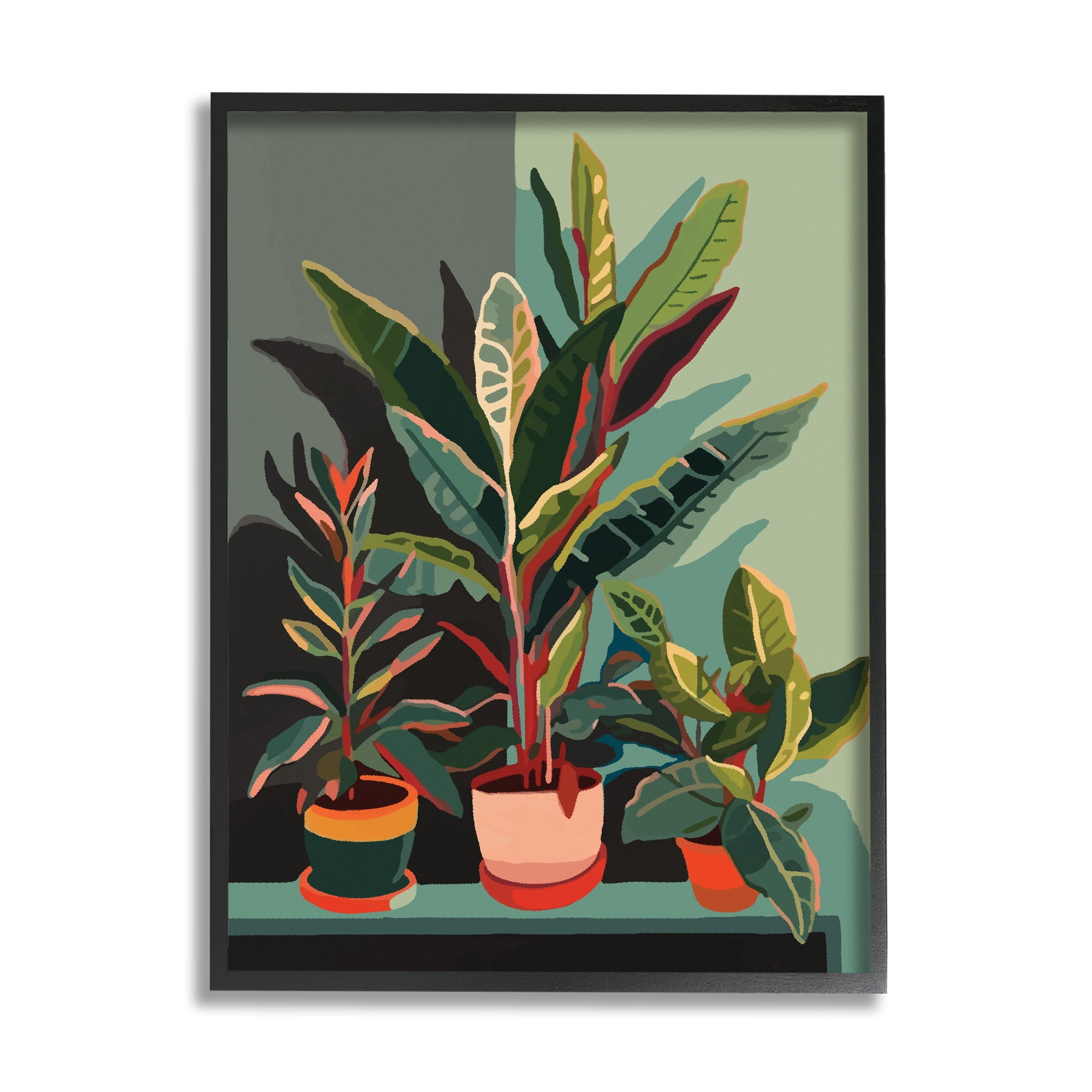 Stupell Industries Modern Potted Plants Botanical & Floral Painting Black Framed Art Print Wall Art, 11 x 14