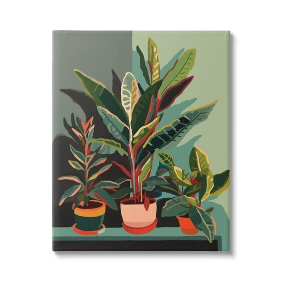 Stupell Industries Modern Potted Plants Botanical & Floral Painting Gallery Wrapped Canvas Art Print Wall Art, 16 x 20