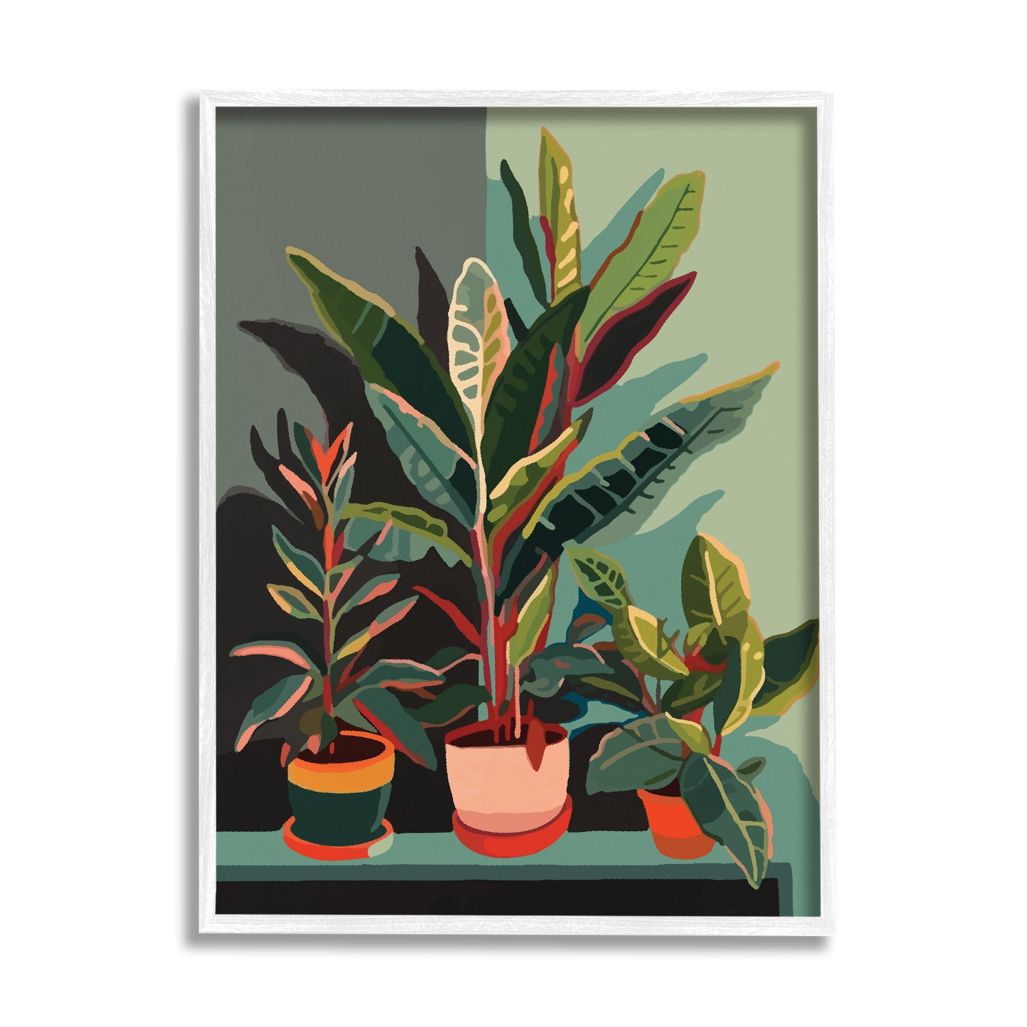 Stupell Industries Modern Potted Plants Botanical & Floral Painting White Framed Art Print Wall Art, 11 x 14