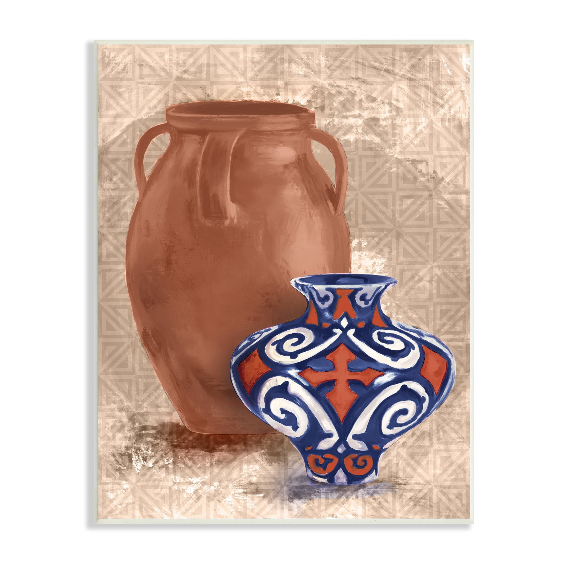 Stupell Industries Modern Pottery Pair Still Life Geometric Line Pattern, 13 x 19,Design by Daphne Polselli