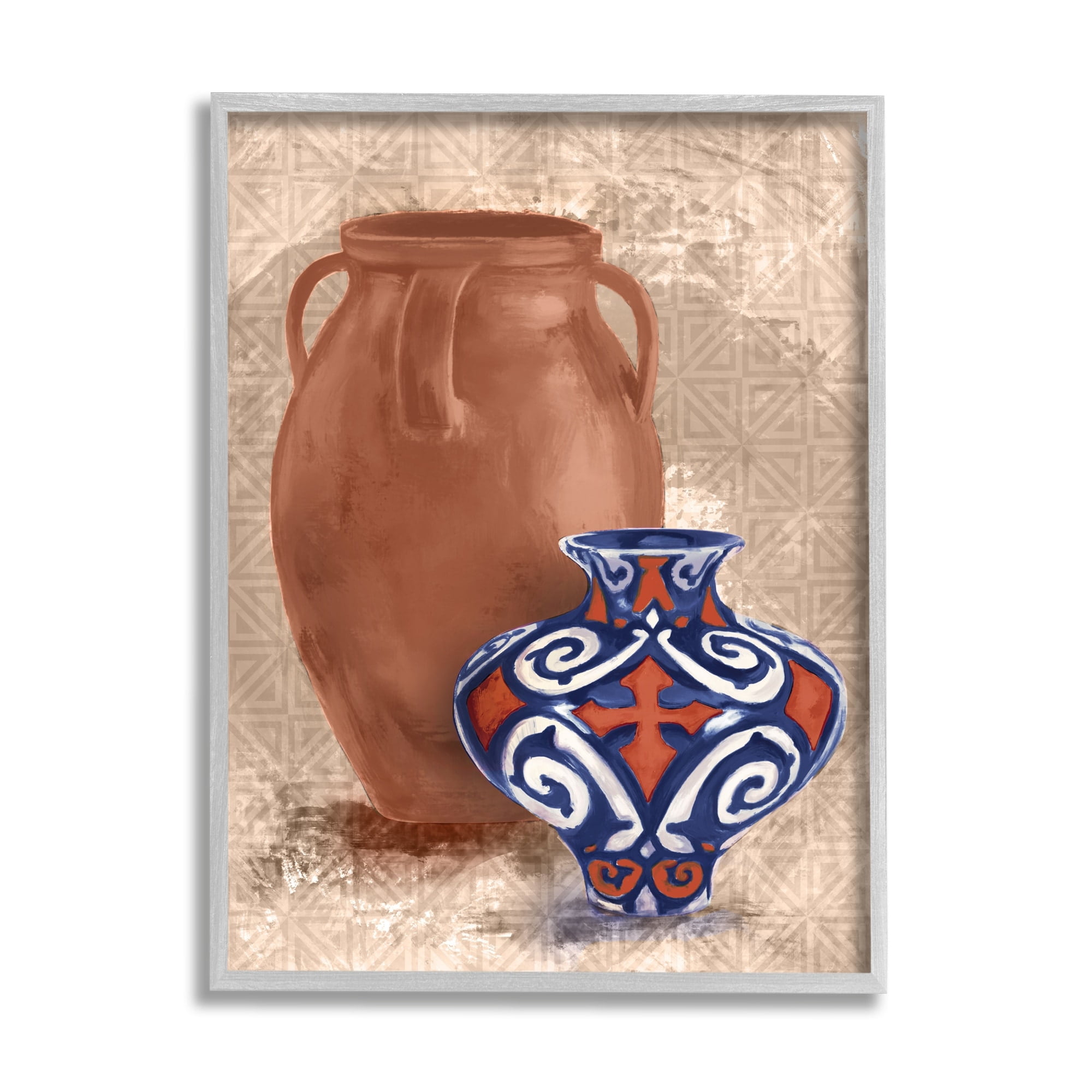 Stupell Industries Modern Pottery Pair Still Life Geometric Line Pattern, 16 x 20,Design by Daphne Polselli