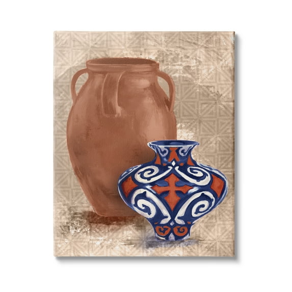 Stupell Industries Modern Pottery Pair Still Life Geometric Line Pattern, 36 x 48,Design by Daphne Polselli