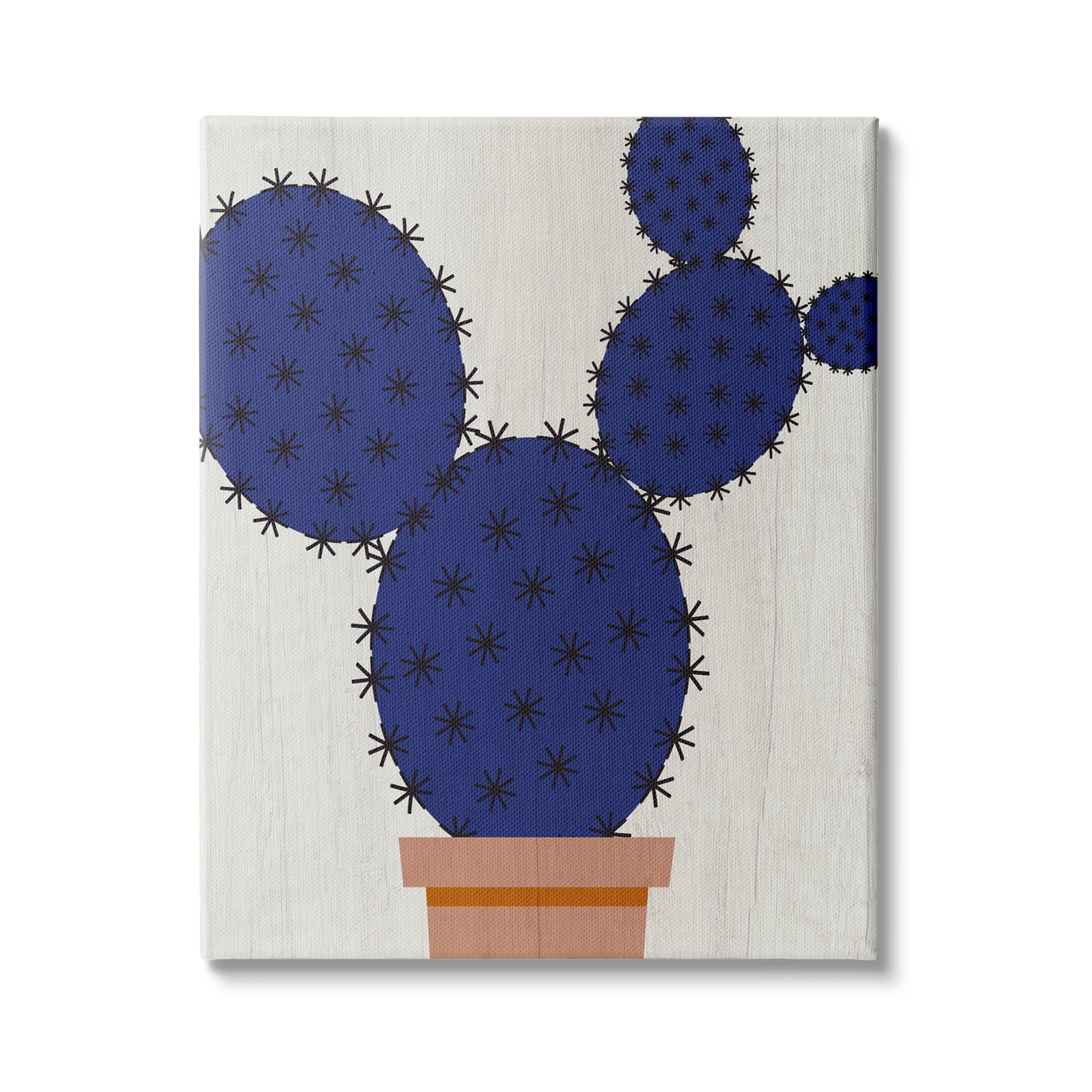 Stupell Industries Modern Prickly Pear Potted Cactus Abstract Blue Succulent, 16 x 20,Design by Daphne Polselli