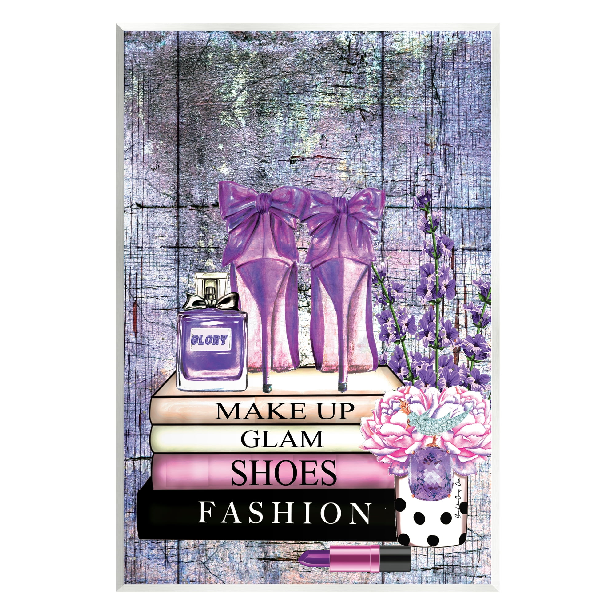 Stupell Industries Modern Purple Fashion Books Beauty & Fashion Painting Unframed Art Print Wall Art, 13 x 19