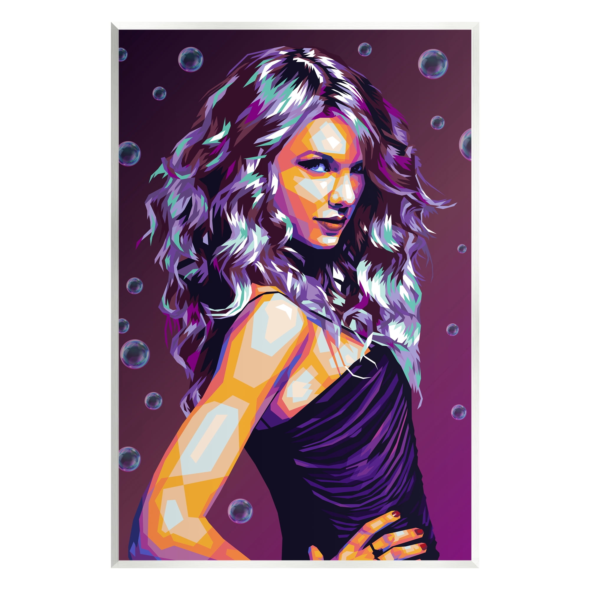 Stupell Industries Modern Purple Girl with Bubbles Abstract Painting Unframed Art Print Wall Art, 13 x 19