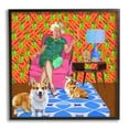 thumbnail image 1 of Stupell Industries Modern Queen Corgi Dogs Pineapple Patterned Background, 24 x 24, Design by Lynnda Rakos, 1 of 5