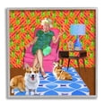 thumbnail image 1 of Stupell Industries Modern Queen Corgi Dogs Pineapple Patterned Background, 24 x 24, Design by Lynnda Rakos, 1 of 5