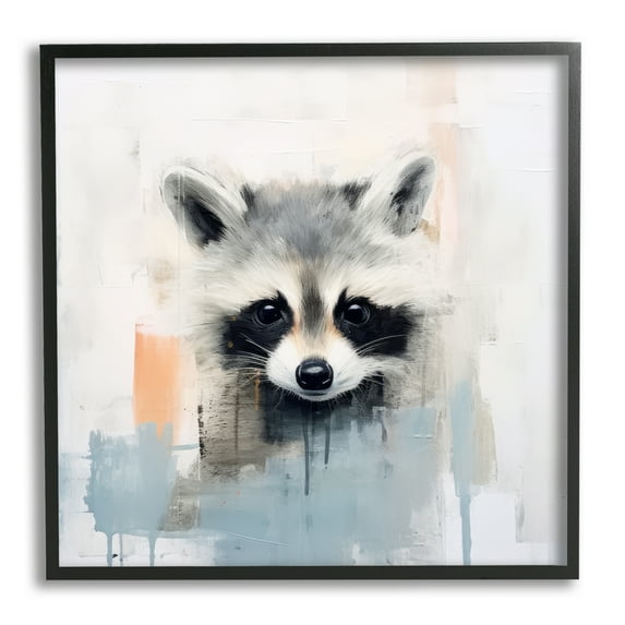 Stupell Industries Modern Raccoon Portrait Animals & Insects Painting Black Framed Art Print Wall Art, 12 x 12