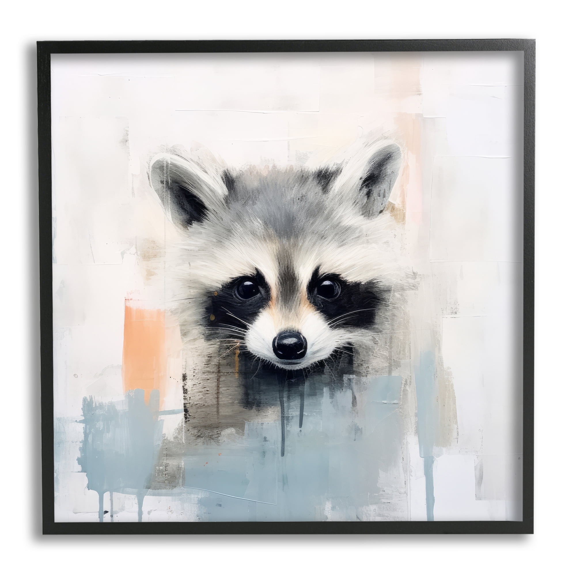 Stupell Industries Modern Raccoon Portrait Animals & Insects Painting Black Framed Art Print Wall Art, 17 x 17