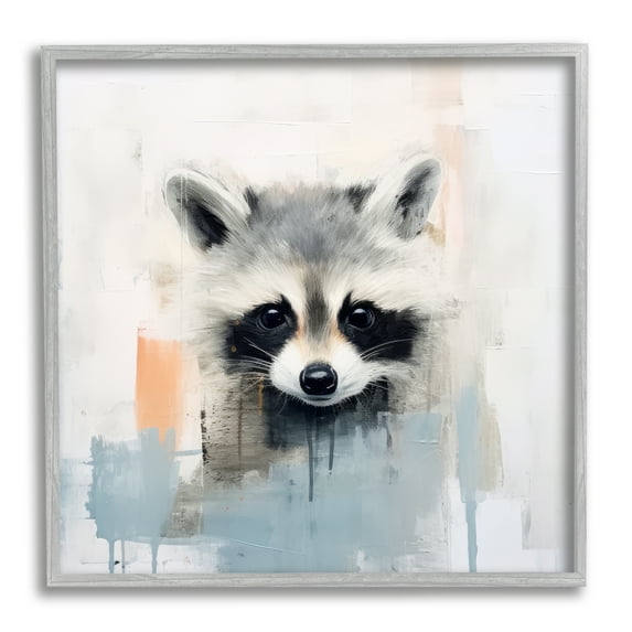 Stupell Industries Modern Raccoon Portrait Animals & Insects Painting Gray Framed Art Print Wall Art, 24 x 24