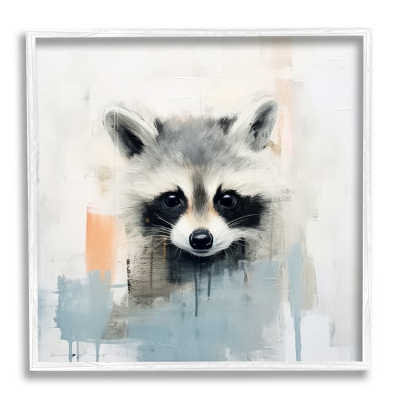 Stupell Industries Modern Raccoon Portrait Animals & Insects Painting White Framed Art Print Wall Art, 17 x 17